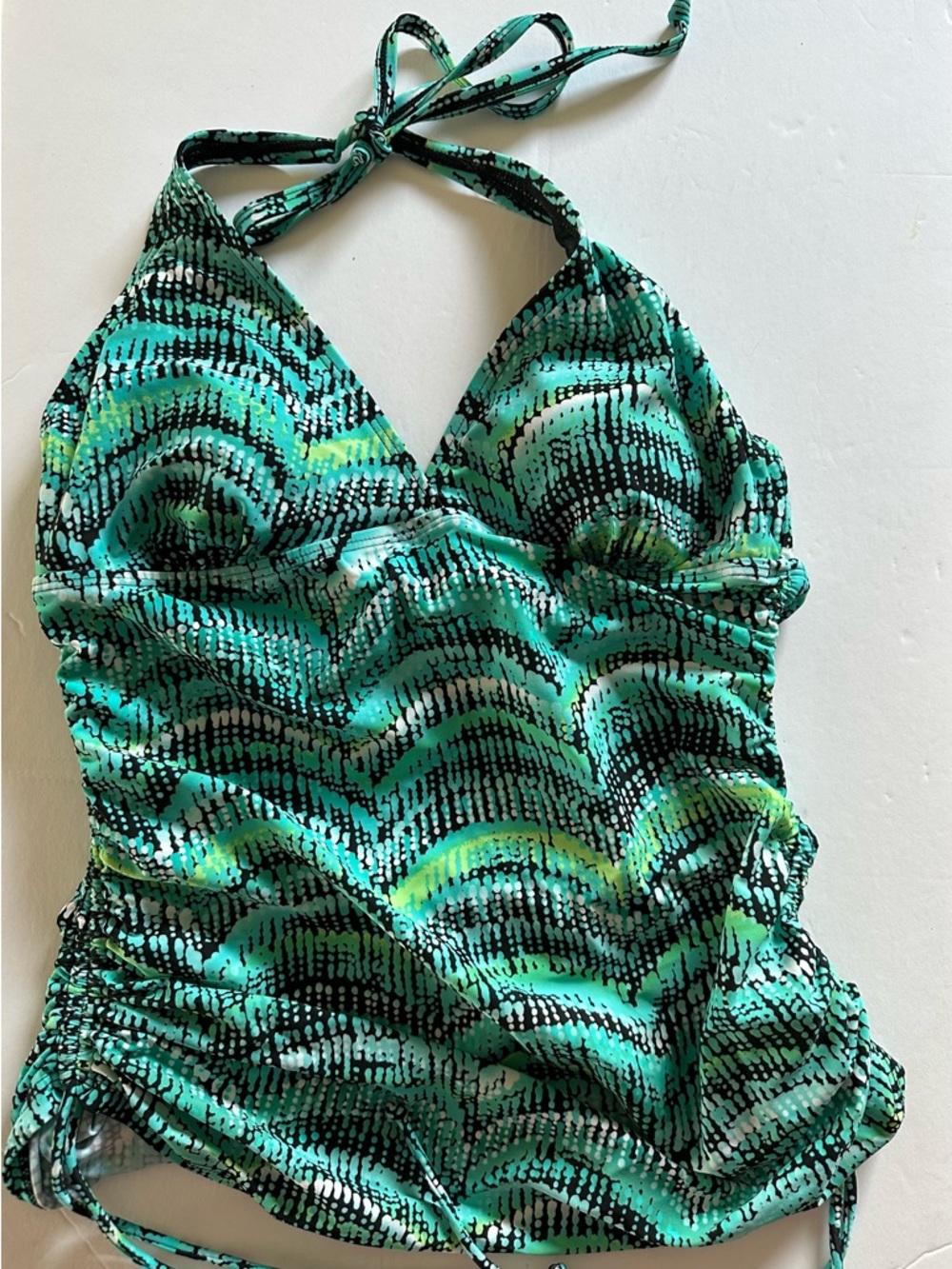 croft & barrow Teal and Black Patterned women’s Tankini top